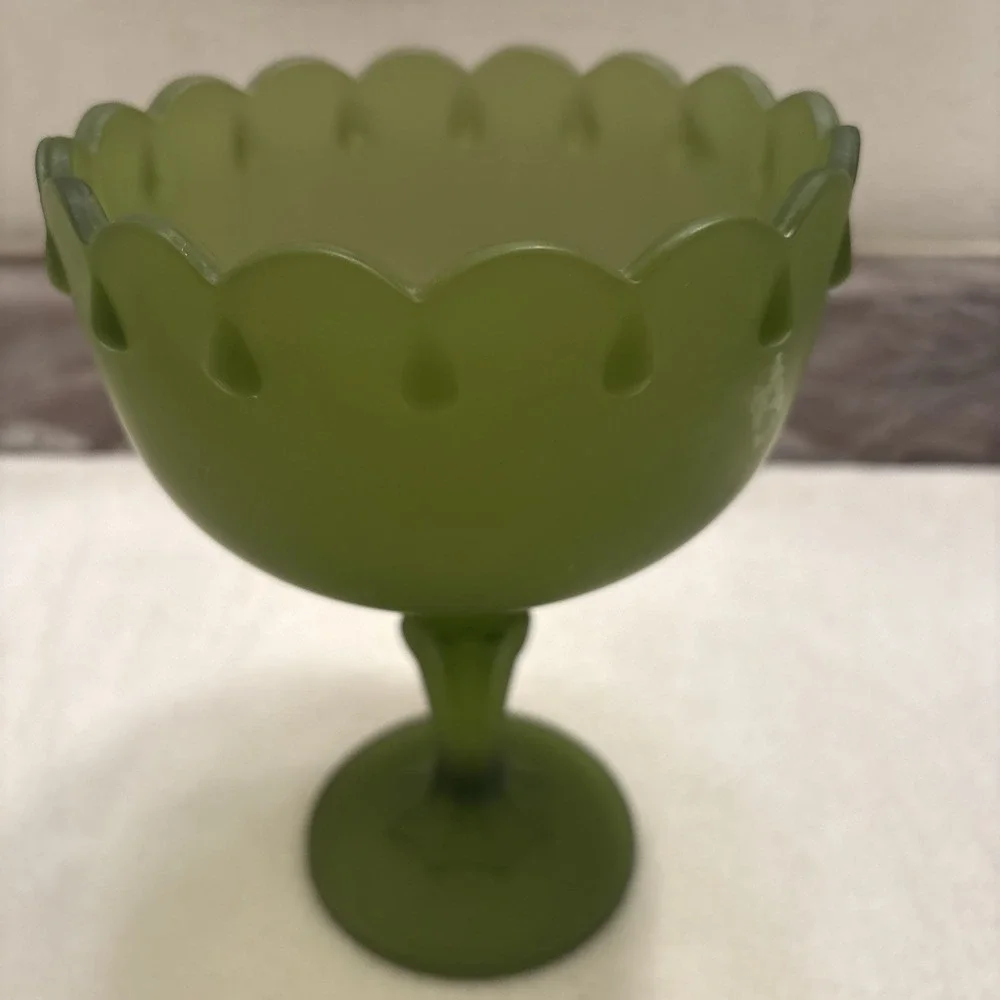 Vintage Frosted Indiana Glass Tear Drop Pedestal Candle Holder 7.5 in Tall